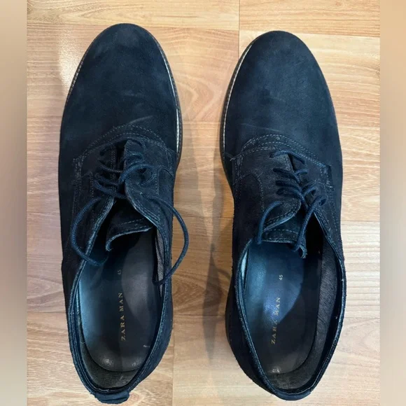 Zara Man Navy Suede Oxfords Size 12 (45) - Picture 5 of 5